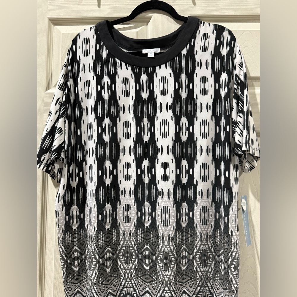 London Times Monochrome Abstract Dress - Picture 3 of 7